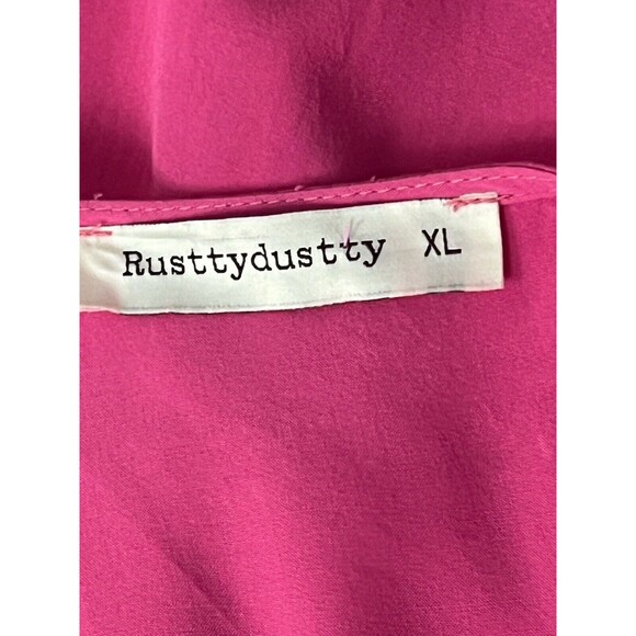 Rusty Dusty XL Swim Cover Up Pink Embroider Open Front Wrap Side Slit Boho Beach - Picture 6 of 7